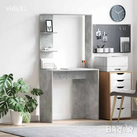 vidaXL Бюро Циментено сиво Инженерна дървесина(SKU: 869341), снимка 2 - Бюра - 55951265