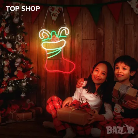Коледна LED неонова табела WingFly, с USB захранване (коледен чорап), снимка 3 - Декорация за дома - 49500277