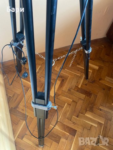 Наземна лампа на дървен статив,тринога,трипод, снимка 4 - Други ценни предмети - 39645299