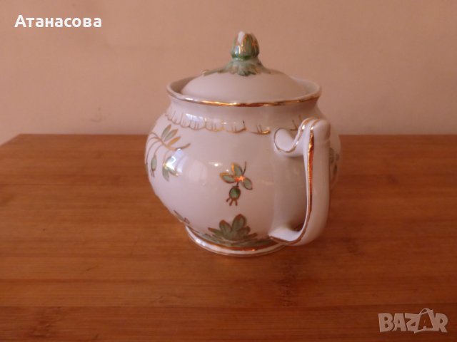 Руски порцеланови чайник и захарница 1980 г, снимка 3 - Аксесоари за кухня - 41086545