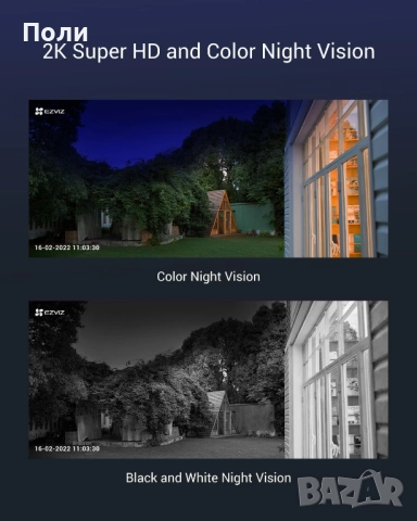 Ezviz Външна Wi-Fi Безжична IP камера AI соларна акумулаторна, снимка 6 - IP камери - 52919384