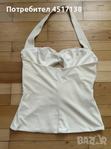 Кремав топ Zara, снимка 2 - Корсети, бюстиета, топове - 55800735