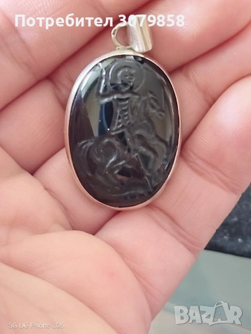 Голям медалион с оникс, снимка 3 - Колиета, медальони, синджири - 52719485