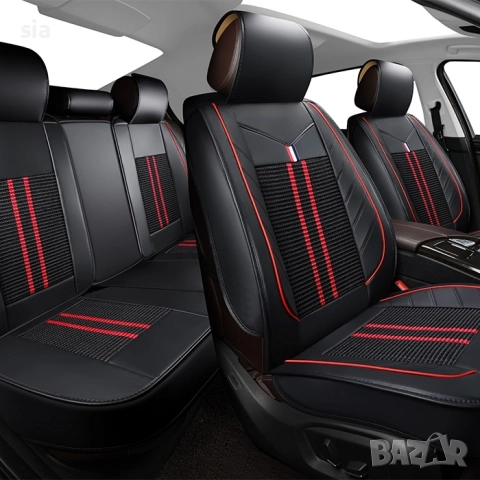 Тапицерия за кола - 5 части /К-Т Черно / Червено