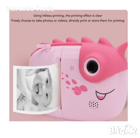 Мини принтер и фотоапарат за деца Mercado Trade, Динозавър, Различни цветове, снимка 8 - Образователни игри - 49067514