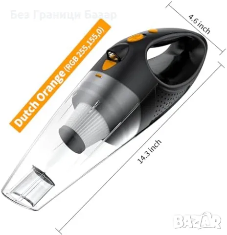 Нова Компактна прахосмукачка за кола и дом – бързо зареждане, 3 приставки, снимка 2 - Прахосмукачки - 48877832