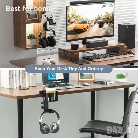 Многофункционална стойка за слушалки ,контролери и чаша, снимка 7 - Аксесоари - 49621509