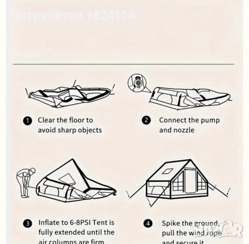 Надуваема палатка 3х2 метра, снимка 5 - Палатки - 52463726