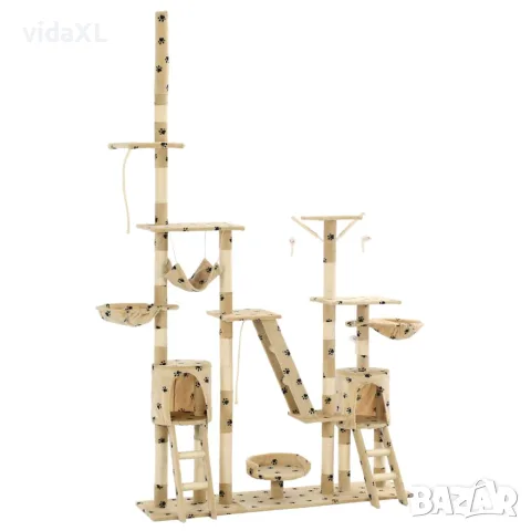 vidaXL Котешко дърво със сизалени стълбове, 230-250 см, бежово на лапи