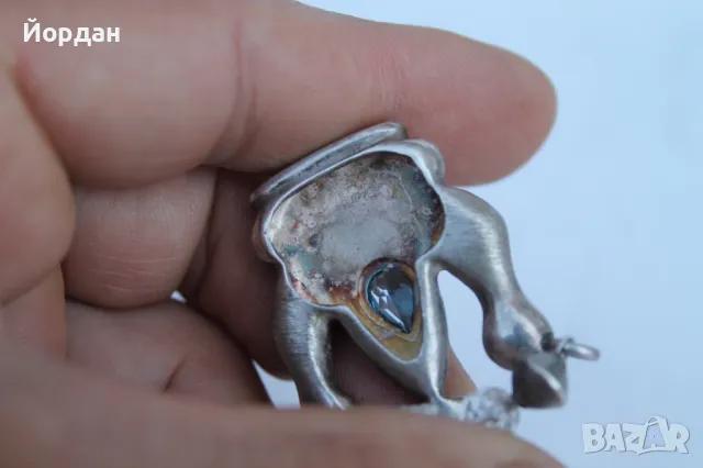 Дамско сребърно колие с естествени перли , планински кристал централен камък топаз, снимка 18 - Колиета, медальони, синджири - 50380165