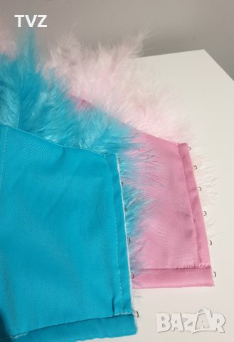 бюстие / топ с естествени пера в черен, бял, син и розов цвят, снимка 2 - Корсети, бюстиета, топове - 39070854