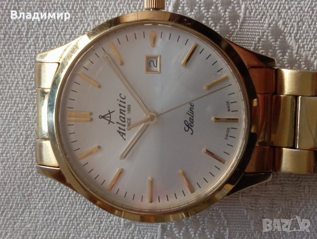 Часовник Атлантик златно покритие, снимка 10 - Антикварни и старинни предмети - 44178375