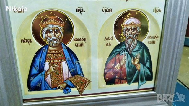 Икона на четирима български владетели Боян ,Борис I, Давид и Петър I, снимка 4 - Икони - 41084467