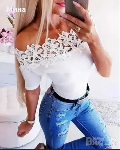 Елегантна блуза в бяло с къс ръкав