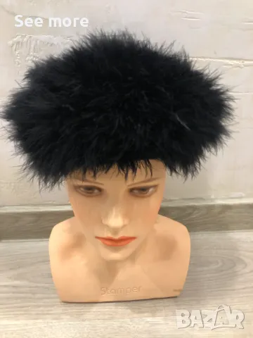 Шапки в два цвята щраусови пера, снимка 3 - Шапки - 48420198