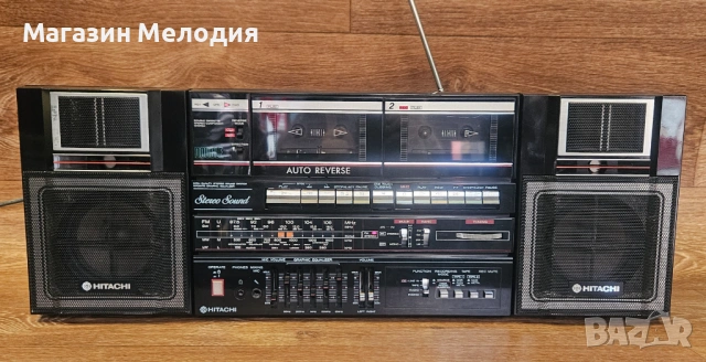 Радиокасетофон Hitachi TRK-W550E Винтидж бумбокс – Ретро класика от 80-те , снимка 9 - Радиокасетофони, транзистори - 53619304