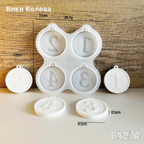Силиконов мод с цифри 1–4 кръгли медальони, снимка 6 - Форми - 51852915