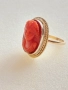 Дамски златен пръстен 14к с инкрустирана коралова камея, снимка 9