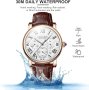 eYotto Мъжки ръчен часовник стилен кварцов от неръждаема стомана с каишка от естествена кожа, снимка 6