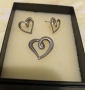 Комплект сребърни обеци и висулка сърце, снимка 2