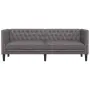 vidaXL Диван Chesterfield с 3 седящи места, сив, kunstnahast, снимка 4