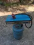Стар български двоен газов котлон + голяма газова бутилка + маркуч и редуцир винтил., снимка 1