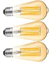 Нови 3 броя Енергоспестяващи LED ST64 крушки E27, топла светлина 2700K, снимка 1