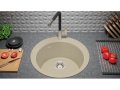 Кръгла Кухненска Мивка от гранит модел Пиза 45 500 x 500 mm - Бежов, снимка 6