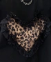 ❤️ Дамска елегантна блуза със сърце с леопардов принт и дантела – XL, снимка 2