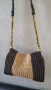 Плетени чанти с дълга дръжка, златно с кафяво, снимка 4