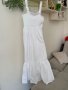Нова дълга елегантна бяла рокля one size размер волани ластична горна част 100% памук памучна рокля , снимка 13