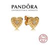 Обеци Пандора 925 сърца Pandora Signature Heart Earrings , снимка 1