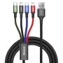 Кабел 4-in-1, BASEUS, 3.5A, 1.2m, Type-C / 2xLightning / Micro (CA1T4-A01) /черен/, снимка 1 - USB кабели - 40326292