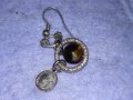 ПОСРЕБРЕНА МЕДНА СКЪПОЦЕННА АР НУВО ОРНАМЕНТИРАНА ОБЕЦА с РЪЧНО ПОЛИРАН КАМЪК ТИГРОВО ОКО 38230, снимка 10