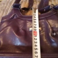 Чанта кожена тъмно лилава и парти черна чантичка, снимка 5 - Чанти - 28704046
