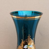 Ваза Бохемия синьо стъкло, снимка 3 - Други ценни предмети - 40566319