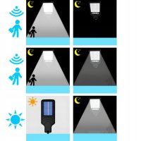 108COB Улична соларна лампа със сензор за движение, снимка 4 - Външни лампи - 41573911