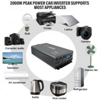 Мощен инвертор 1000W 2000W 4000W 12V към 220V Power Inverter, снимка 6 - Друга електроника - 38859966