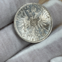 2 корони 1912 г, Австро-Унгария - сребърна монета, снимка 6 - Нумизматика и бонистика - 44614943