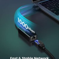 UGREEN USB 3.0 LAN адаптер 10/100/1000 Mbps, USB to RJ45 Ethernet, ASIX 88179, черен, снимка 3 - Мрежови адаптери - 34207622