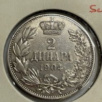Сърбия, 2 динара 1904, снимка 1 - Нумизматика и бонистика - 40167288
