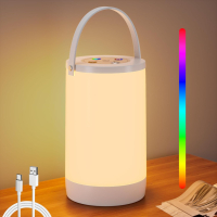 Нощна лампа Hensam, LED сензорна с 4 режима, топло бяло и RGB, акумулаторна, снимка 1 - Лед осветление - 44657757