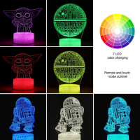 3D Star Wars лампа с 3 плаки, снимка 6 - Детски нощни лампи - 44621749
