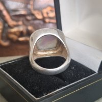 Масивен сребърен пръстен със седеф 925 проба , снимка 7 - Пръстени - 41736947