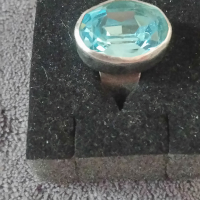 Сребърен пръстен със син камък, снимка 1 - Пръстени - 44014070