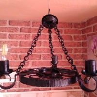 Стар лампион от ковано желязо,ръчна масивна  изработка, снимка 2 - Лампи за таван - 36088442