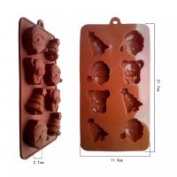 6 форми Коледна Елха Дядо Коледа Мече силиконов молд форма бонбони шоколад коледни, снимка 3 - Други - 19994693