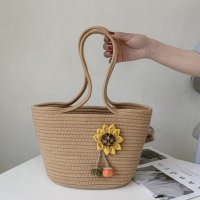 Плетена дамска чанта тип кошница Brown, снимка 14 - Чанти - 41477350