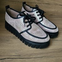 летни обувки с перфорация естествена кожа пудра, снимка 3 - Дамски ежедневни обувки - 40912429