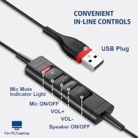 Нови USB Професионални Слушалки за PC, Конференции, Skype, офис, снимка 2 - Слушалки и портативни колонки - 44261982